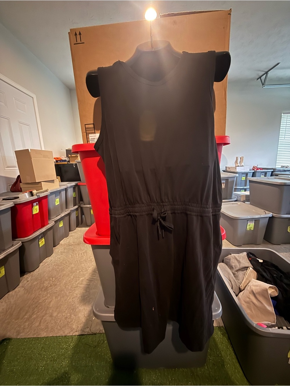 Sleeveless Black Drawstring Romper mp64